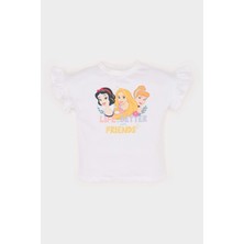 DeFacto Kız Bebek Disney Prenses Bisiklet Yaka Tişört Grafik Desenli İnce Örme Kumaş E4871A525SM