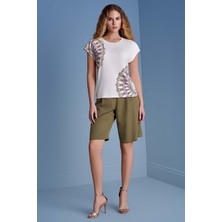 Guitar Geniş Paça Haki  Bermuda