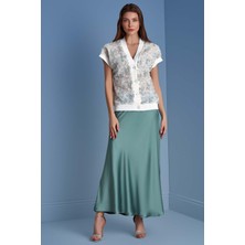 Yarasa Kol Ekru Dantel Hırka