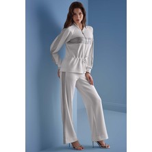 Guitar Reglan Kollu Beyaz Örme Ceket