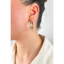 Sose Moda Çelik Halka Küpe 3 cm - Gümüş