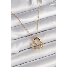 Tua Moda 316L Çelik Gold Renk Zincir Zirkon Taş Detaylı Kalp Model Sonsuzluk Detay Kadın Kolye