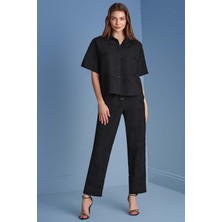 Gömlek Yaka Siyah Poplin Gömlek