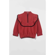 Kız Çocuk Fırfırlı ve Fermuarlı Bluz - Kiremit (2-3 Yaş 8-9 Yaş)