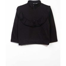 Kız Çocuk Fırfırlı ve Fermuarlı Bluz - Siyah (2-3 Yaş 8-9 Yaş)