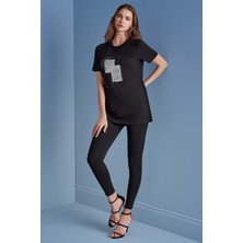 Dar Paça Siyah Penye Tayt