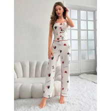 Traje Den Kadınlar Için Sırt Dekolteli Uzun Pantolon, Fileli Pijama Takımı