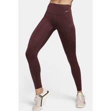 Nike Go Firm Support High Rise Full Length Kadın 6 Cepli Antreman Taytı Koyu Bordo