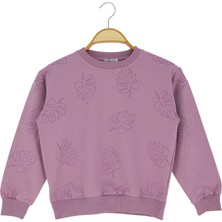 Kız Çocuk Sweatshirt Yaprak Baskılı