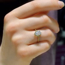 Lilarote Pırlanta Lotus Çiçeği Baget Altın Tektaş Yüzük