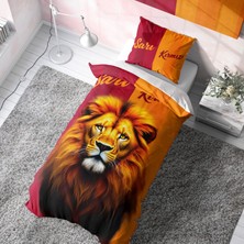 Viadela Sarı Kırmızı Aslan Desenli Nevresim Takımı (Çarşafsız)