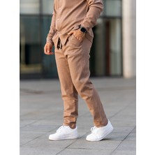 Erkek Pantolon , Waffle Kumaş Jogger Pantolon, Soğuk Havalara Uygun, Sıcak Havalara Uygun, Kahverengi Pantolonbaharlık, Pamuklu, Günlük Giyim, Rahat Kesim