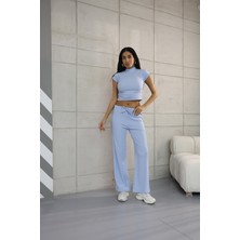 Kadın Yanları Büzgülü Bluz-Pantolon Takım