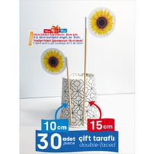 Ayçiçeği Baskılı Ikramlık, Sunumluk, Pasta ve Tatlı Üstü, Çay ve Kahve Yanı, Özel Gün, Davet, Etkinlik ve Organizasyonlar İçin Çiçek Desenli Bayrak Kürdan