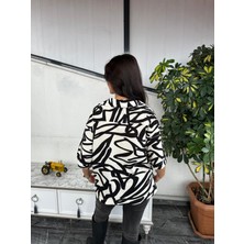 Kadın Regular Fit Desenli Pijama Yaka Kısa Kollu Gömlek,bluz