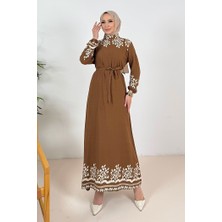 İlkimay.com Delar Dokuma Viskon Elbise 1349 - Kahve