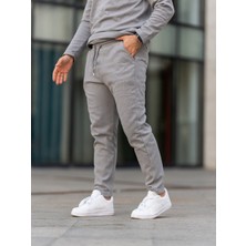 Erkek Pantolon , Waffle Kumaş Jogger Pantolon, Soğuk Havalara Uygun, Baharlık, Pamuklu, Günlük Giyim, Rahat Kesim,gri Pantolon,gri Jogger