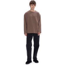 Basıc Uzun Kol T-Shırt - Kahverengi