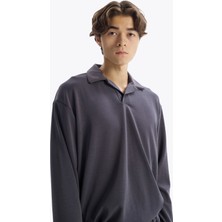 Denizci Yaka Dökümlü T-Shırt - Antrasit