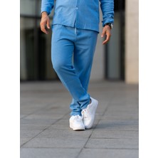 Erkek Pantolon, Waffle Kumaş Jogger Pantolon, Pamuklu, Mevsimlik, Günlük Giyim, Şık ve Konforlu, Yaz Aylarına Uygun,mavi Pantolon