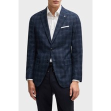 Boss Yün Karışımlı Slim Fit Mono Yaka Kareli Klasik Ceket Erkek Ceket 50535057 404