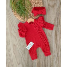 Bebe Kervanı Kız Bebek %100 Pamuklu Kendinden Eldivenli Tulum Seti BBK1247
