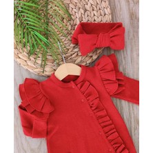 Bebe Kervanı Kız Bebek %100 Pamuklu Kendinden Eldivenli Tulum Seti BBK1247