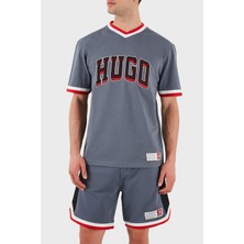 Hugo Logo Baskılı % 100 Pamuk Relaxed Fit V Yaka T Shirt Erkek T Shirt 50510173 462