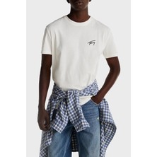 Tommy Jeans % 100 Pamuk Regular Fit Bisiklet Yaka T Shirt Erkek T Shirt DM0DM21140 Ybl