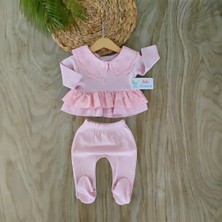 Bebe Kervanı Bebe Yaka Pembe %100 Doğal Pamuk 5'li Hastane Çıkışı Zıbın Takımı BBK1145