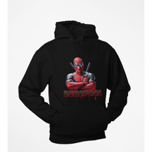 Terzili Giyin Deatpool Baskılı  Kapşonlu Sweatshirt