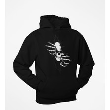 Terzili Giyin Güğsü Yarıp Çıkan Iskelet Temalı  Kapşonlu Sweatshirt
