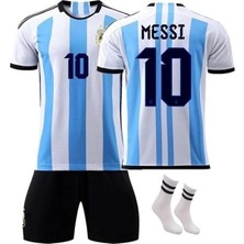 Arjantin Messi 3 Yıldız Dünya Kupası Çocuk Forma Takımı 4 Parça
