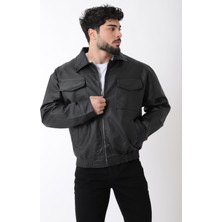 Oversize Kapaklı Bel Lastikli Suni Deri Mont ARW_50393