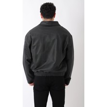 Oversize Kapaklı Bel Lastikli Suni Deri Mont ARW_50393