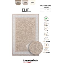 Aatoliarugs Elif Krem Halı Toprak Detaylı Çiçek Desenli Kenar Çerçeveli Ince Yumuşak Akrilik Tozuaz Salon Halısı