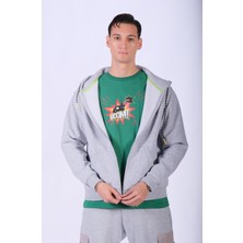 Oversize Arka Baskı Detaylı Fermuarlı Sweatshirt