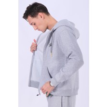 Oversize Arka Baskı Detaylı Fermuarlı Sweatshirt