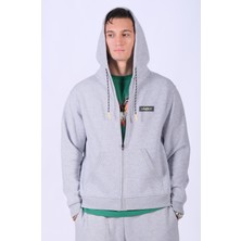 Oversize Arka Baskı Detaylı Fermuarlı Sweatshirt