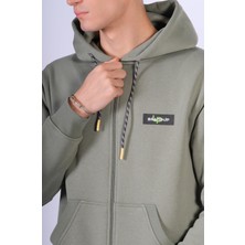 Oversize Arka Baskı Detaylı Fermuarlı Sweatshirt