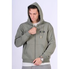 Oversize Arka Baskı Detaylı Fermuarlı Sweatshirt