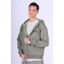 Oversize Arka Baskı Detaylı Fermuarlı Sweatshirt