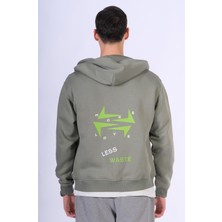 Oversize Arka Baskı Detaylı Fermuarlı Sweatshirt