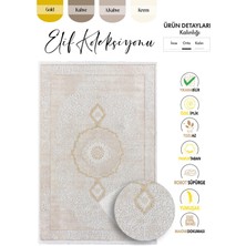 Aatoliarugs Elif Krem Halı Gold Halı Detaylı Göbekli Çerçeveli Desen Ince Akrilik Tozuaz Avangard Salon Halısı