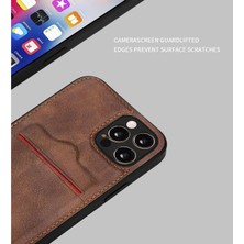 Desingshop Apple iPhone 15 Plus Kartlıklı Lüx Deri Kılıf Açık Kahve