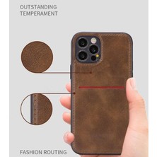 Desingshop Apple iPhone 16 Kartlıklı Lüx Deri Kılıf Açık Kahve