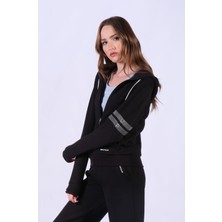 Slim Fit Pamuklu Baskı Detaylı Fermuarlı Sweatshirt
