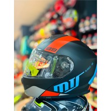 966 WX89 Çene Açılır Güneş Vizörlü Motosiklet Kaskı (Siyah-Mavi -Kırmızı)