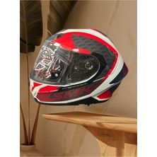 Smk Gullwing Tourlaader Kırmızı/beyaz Çene Açılır Kask