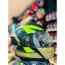 966 Matt Black WX92 Çene Açılır Güneş Vizörlü Motosiklet Kaskı (Siyah- Neon-Gold)
